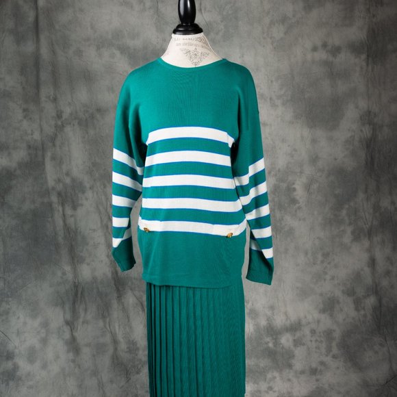 Vtg 80s drop waist sweater suit M Hasting & Smith - Picture 1 of 3